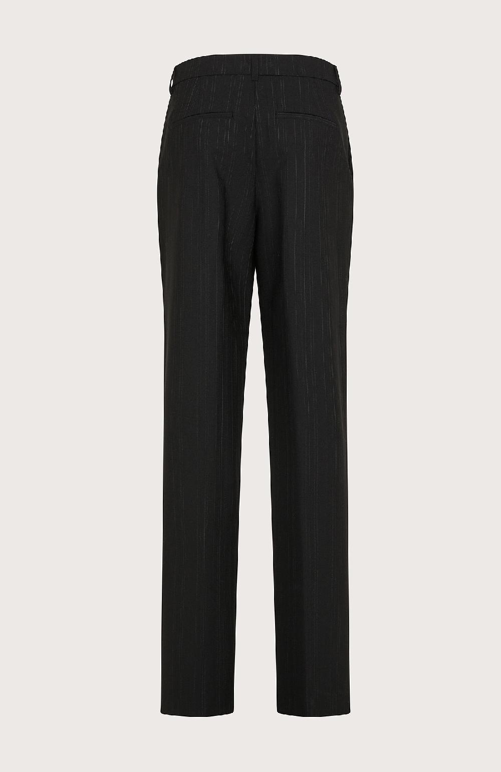Seventy Pantalone lungo a gamba dritta in misto lana gessato - Col. Nero Vendita Calda