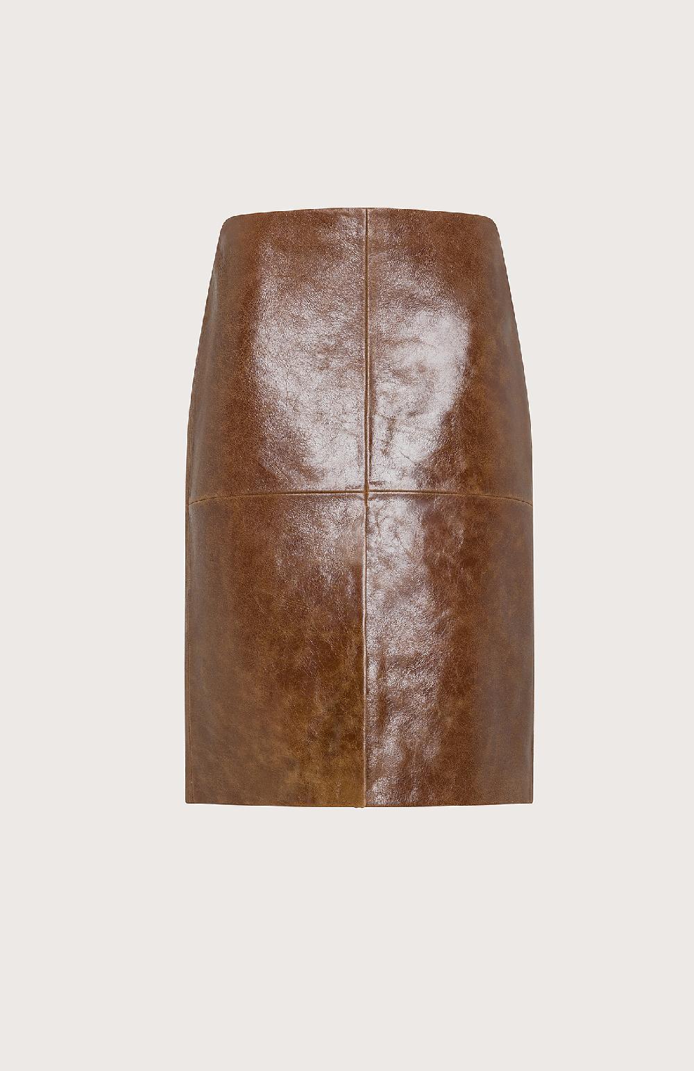 Seventy Gonna tubino in pelle effetto vintage - Col. Marrone