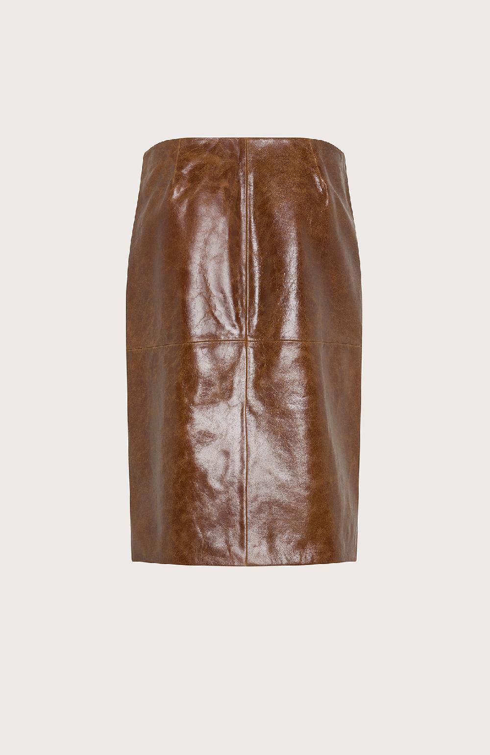 Seventy Gonna tubino in pelle effetto vintage - Col. Marrone Soddisfazione Garantita
