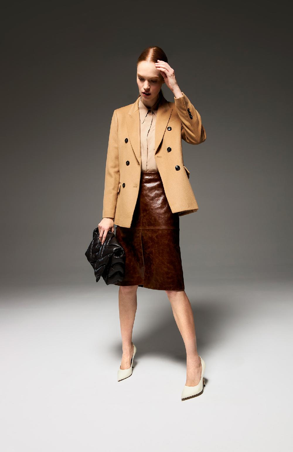 Seventy Gonna tubino in pelle effetto vintage - Col. Marrone Soddisfazione Garantita