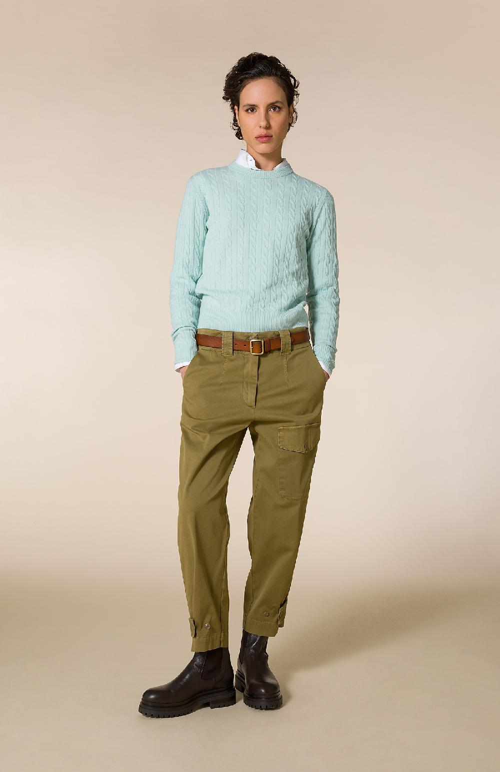 Seventy Maglione slim fit girocollo a trecce - Col. Verde Promozione Limitata