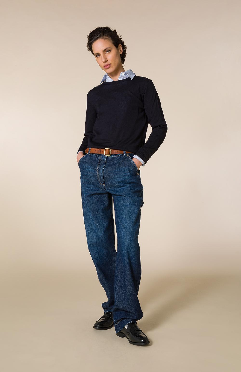 Seventy Maglioncino girocollo in lana merinos f.19 - Col. Blu Sottocosto
