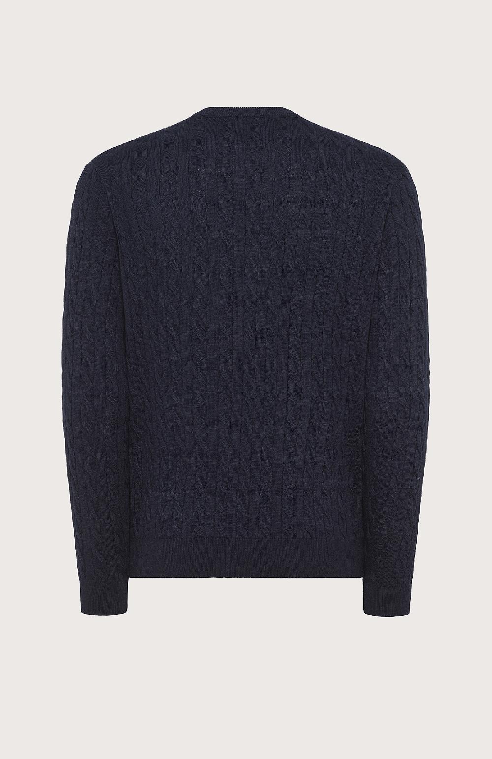 Seventy Maglione girocollo a trecce e coste - Col. Blu Acquista Ora