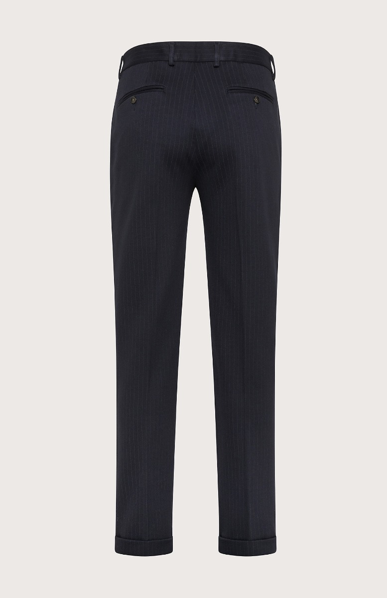 Seventy Pantalone con coulisse in punto stoffa gessato - Col. Blu Consegna Veloce