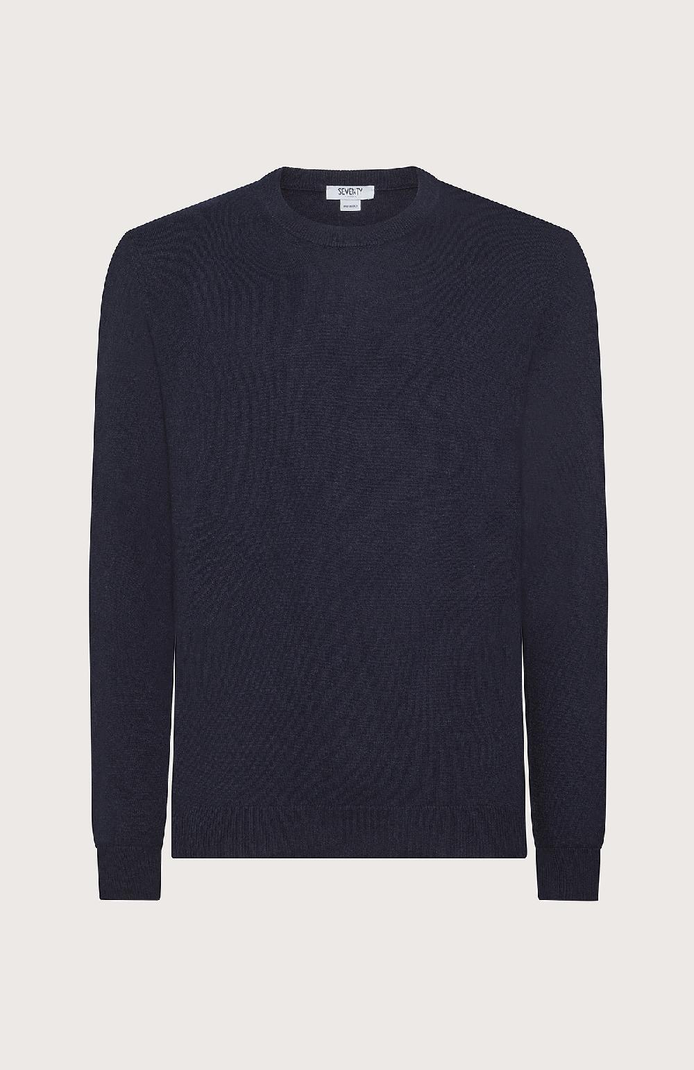 Seventy Maglia girocollo in rasato - Col. Blu Online