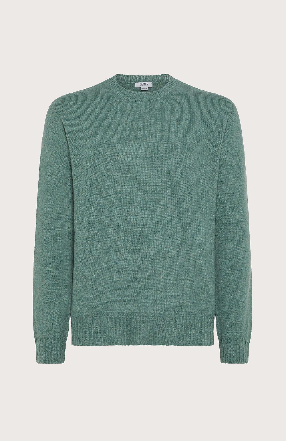 Seventy Maglia girocollo in rasato - Col. Verde Vendita Economica