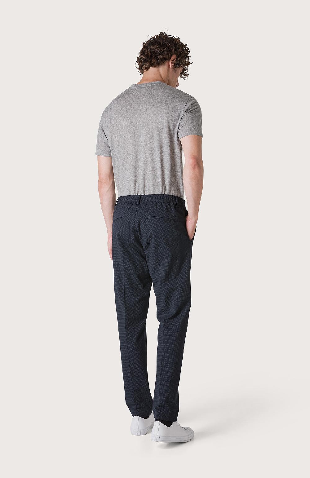 Seventy Pantalone con elastico e microdisegno - Col. Blu Italia