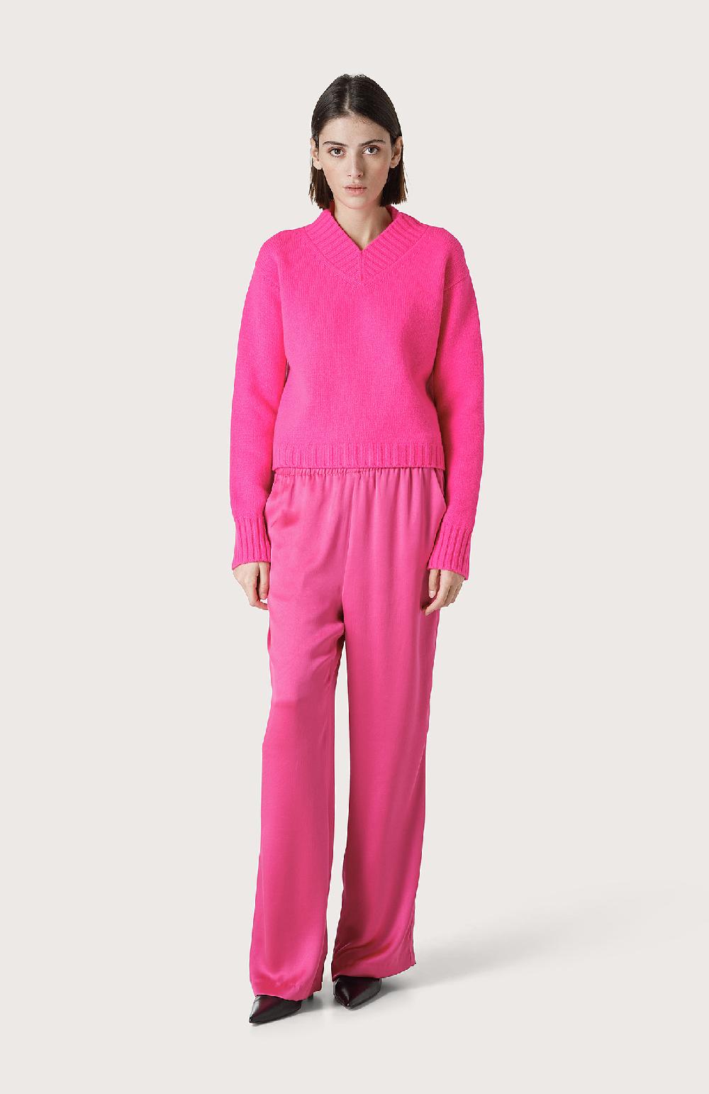 Seventy Maglione con miniscollo a V - Col. Rosa In Vendita