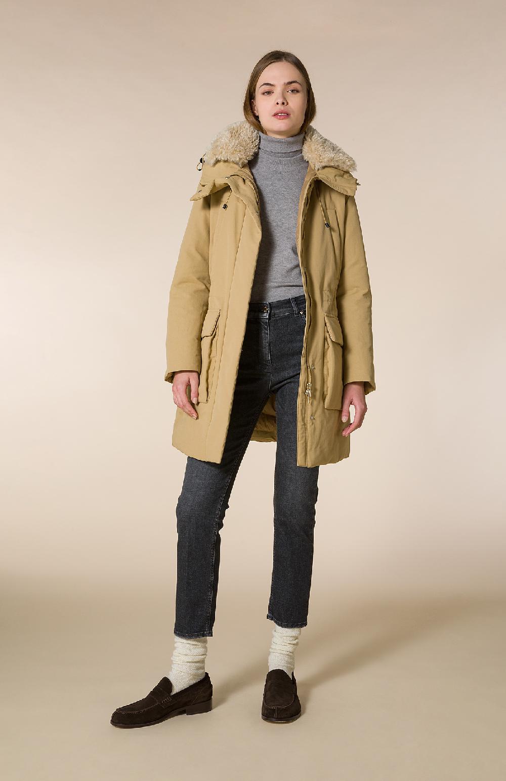 Seventy Parka in canvas di cotone poliammide - Col. Neutro Saldi Di Fabbrica