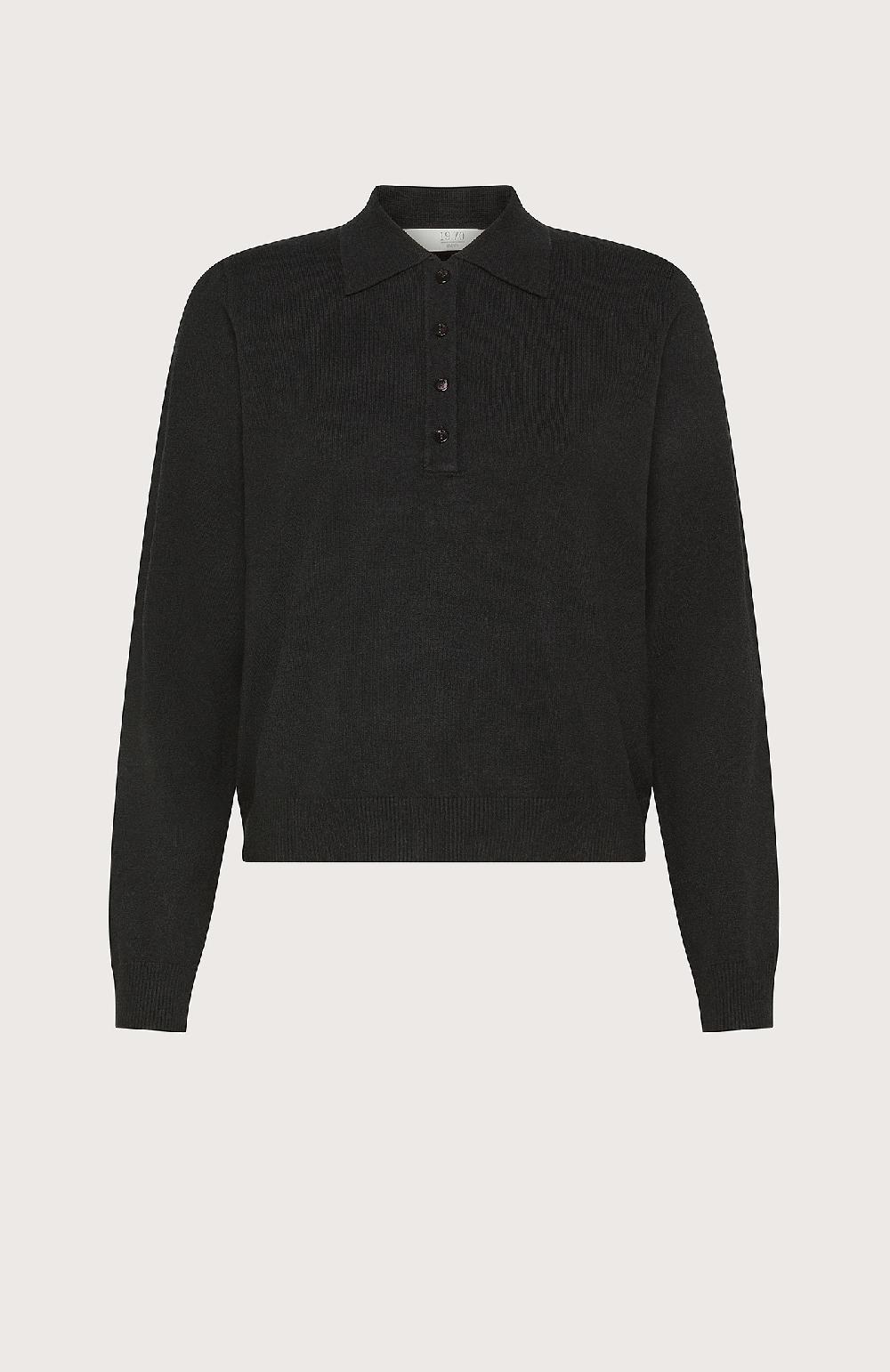 Seventy Polo a maniche lunghe tinta unita - Col. Nero 2025