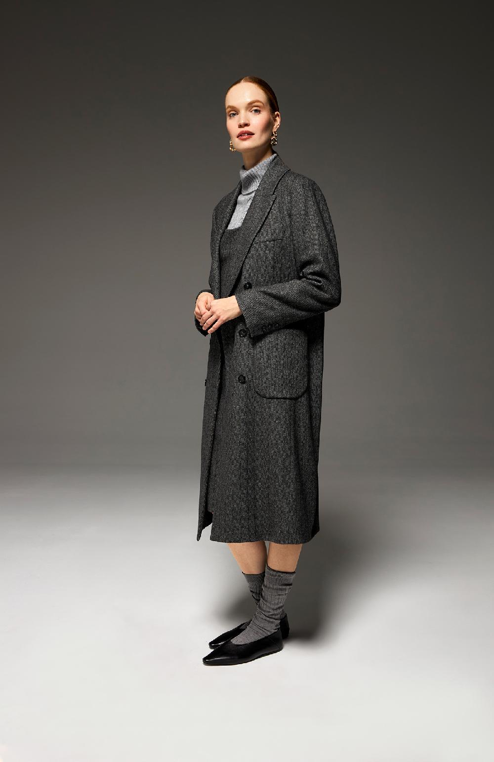 Seventy Cappotto doppiopetto in misto lana gessata lurex - Col. Grigio Sconto