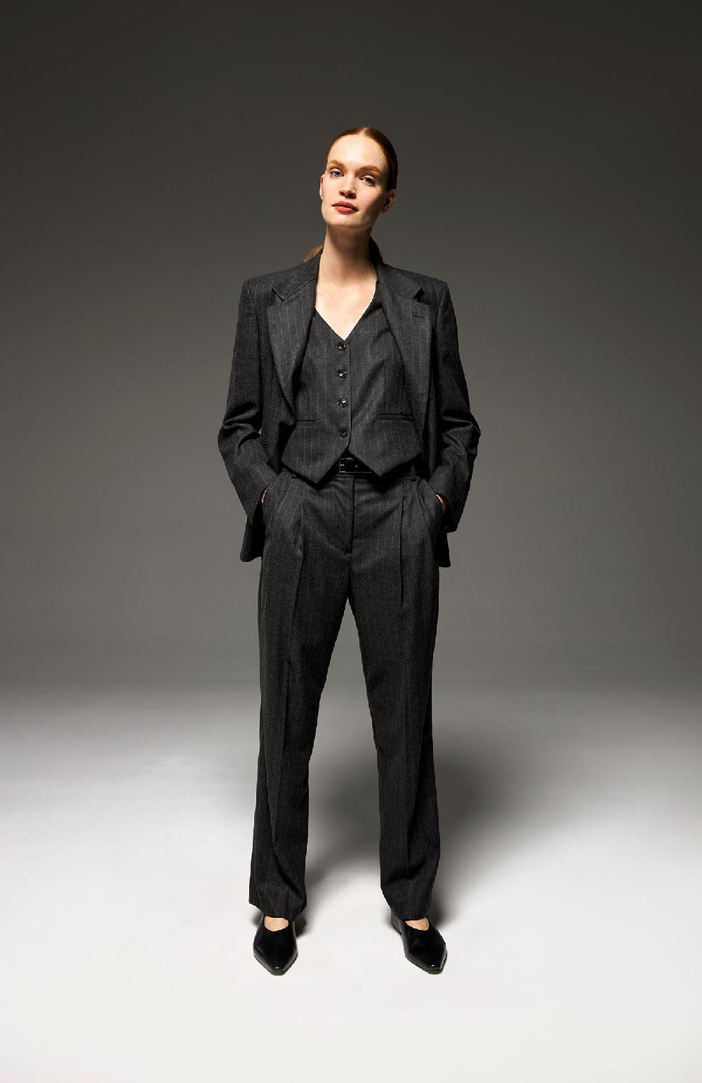 Seventy Pantalone lungo dritto con pinces in flanella gessata - Col. Grigio Online