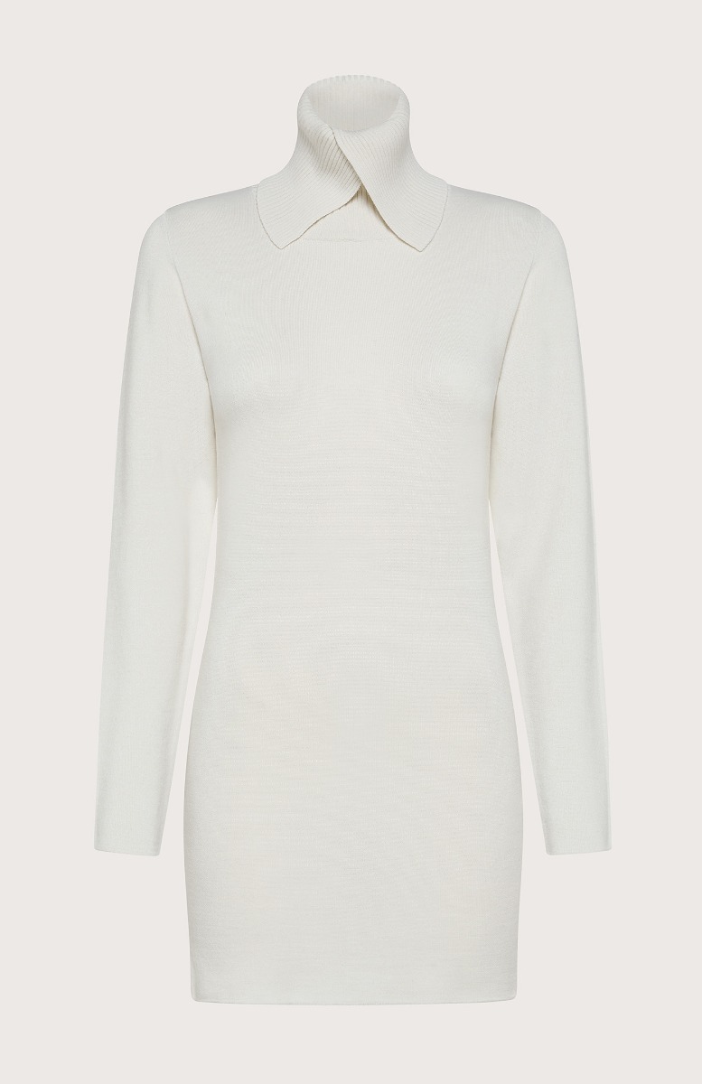 Seventy Abito tricot con collo incrociato - Col. Bianco Sottocosto