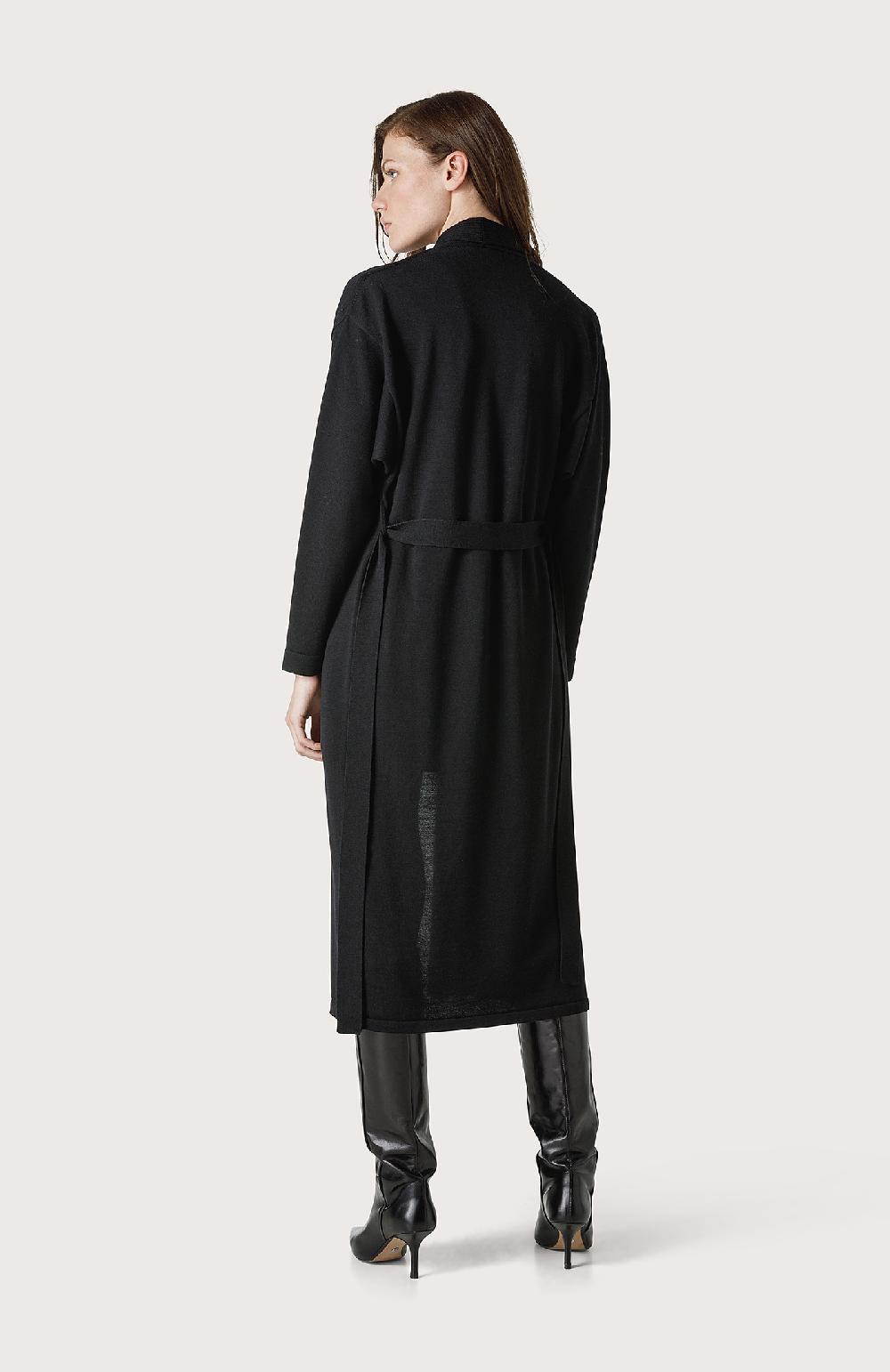 Seventy Maxi cardigan con cintura - Col. Nero Offerta