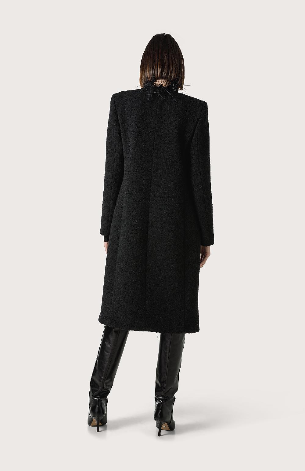 Seventy Cappotto bouclè con piume - Col. Nero Vendita Calda