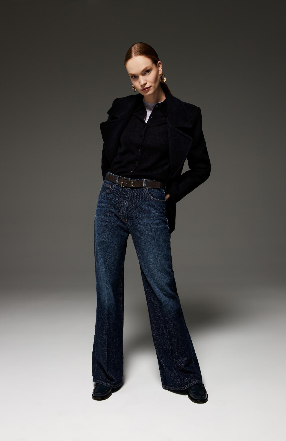 Seventy Jeans lunghi a vita alta in denim washed - Col. Blu Italia