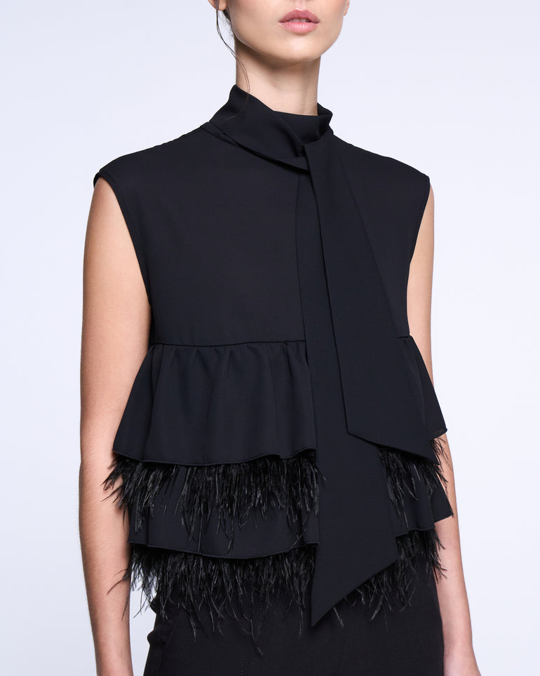 Silvian Heach Blusa con balze e piume Sottocosto