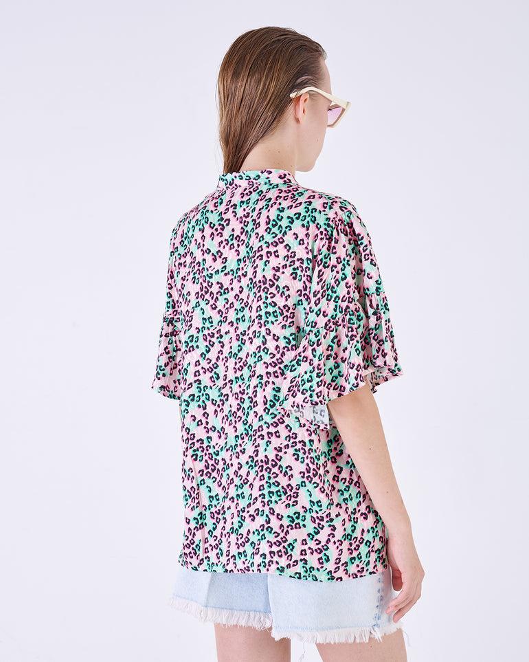 Silvian Heach Blusa leopardata con maniche ad aletta ACQUISTA ORA