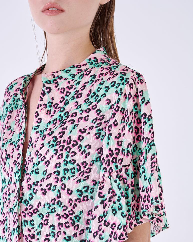 Silvian Heach Blusa leopardata con maniche ad aletta ACQUISTA ORA