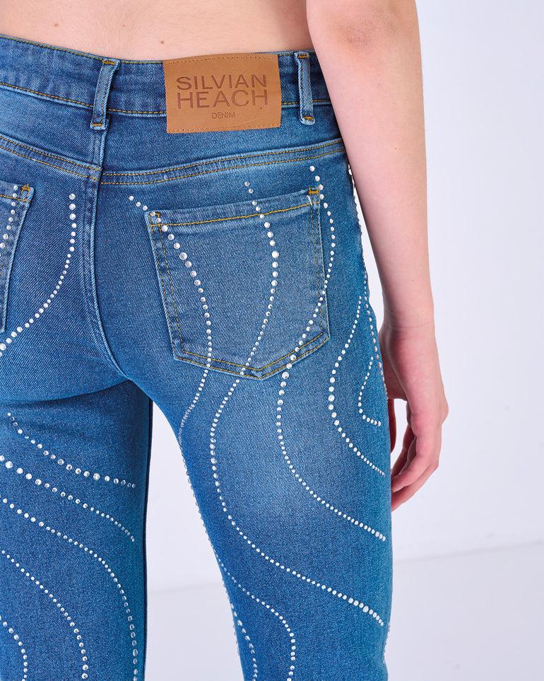 Silvian Heach Jeans a zampa con strass 50% di sconto con spedizione gratuita