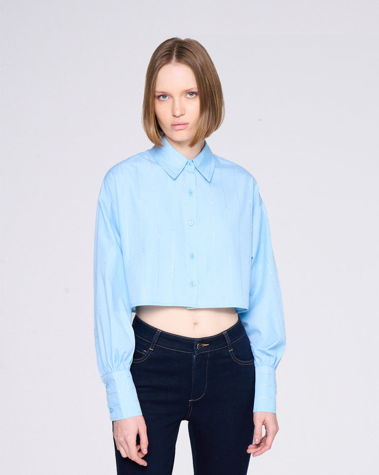 Silvian Heach Camicia crop con strass Nuovo