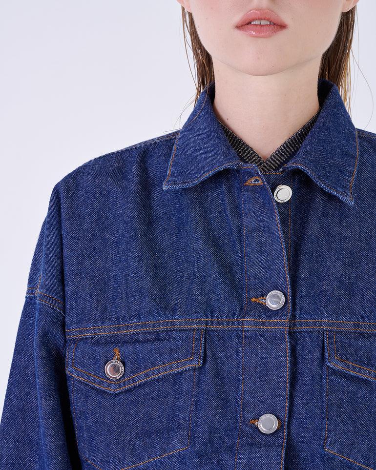 Silvian Heach Giacca cropped in denim Offerta San Valentino