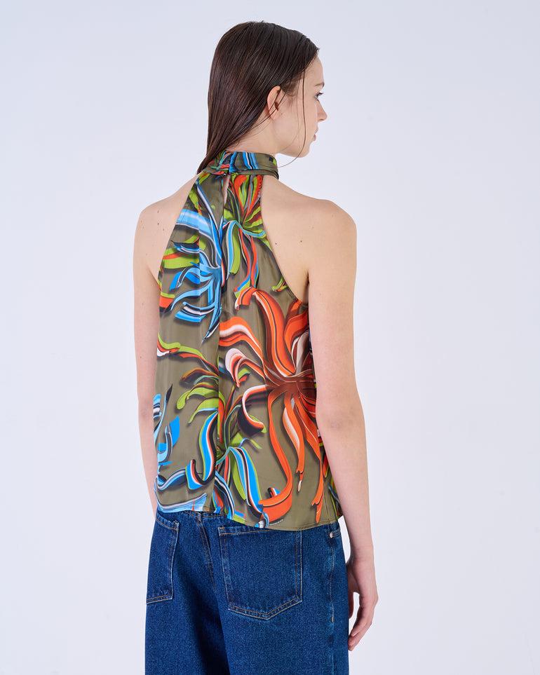 Silvian Heach Top stampato con scollo all'americana Italia