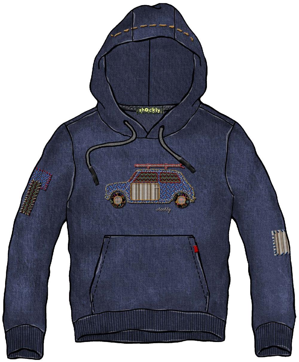 Shockly FELPA-HAND-MINI-HOOD Navy Vendita