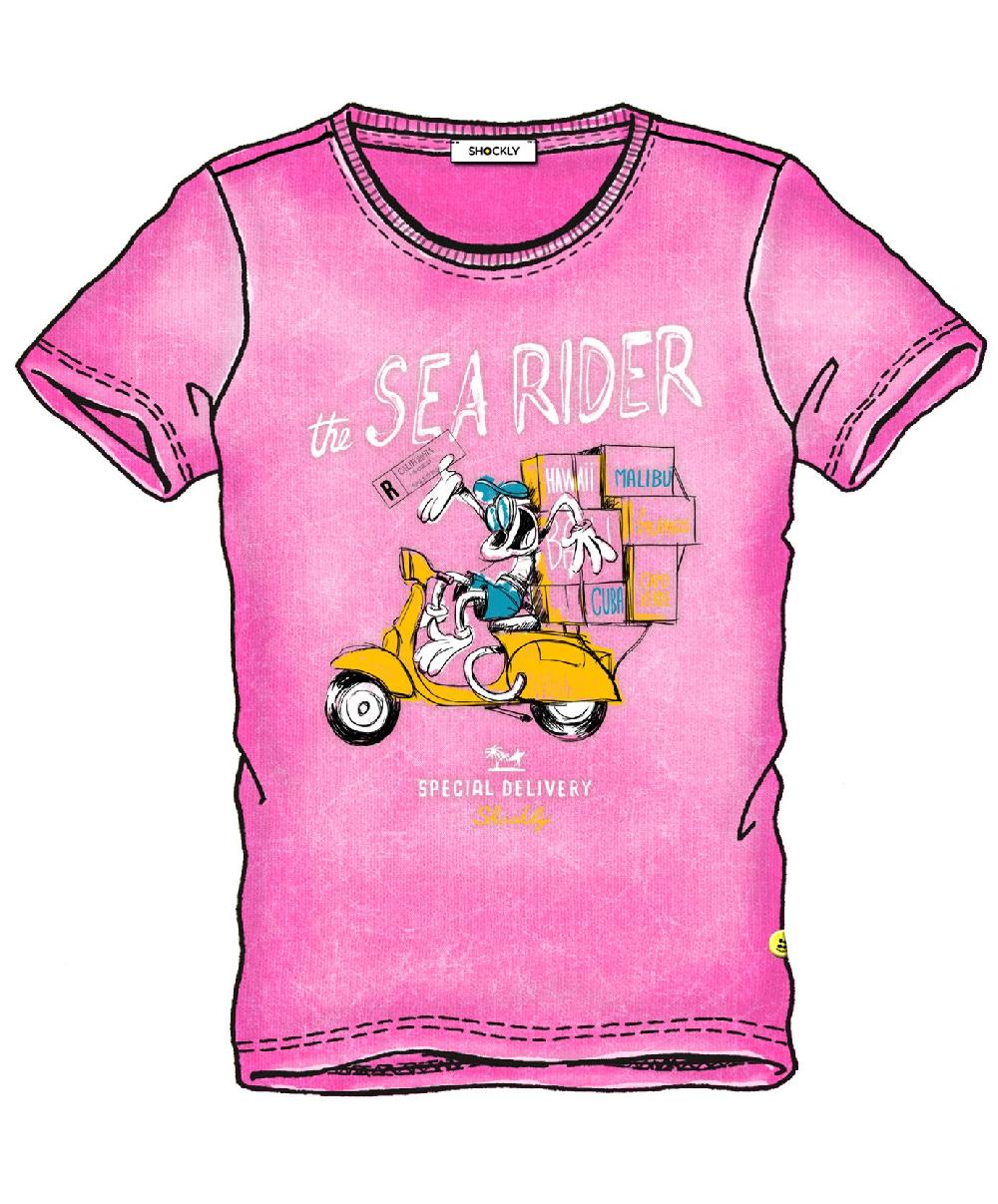 Shockly T-SHIRT-DELIVERY Pink-Fluo Vendita Economica