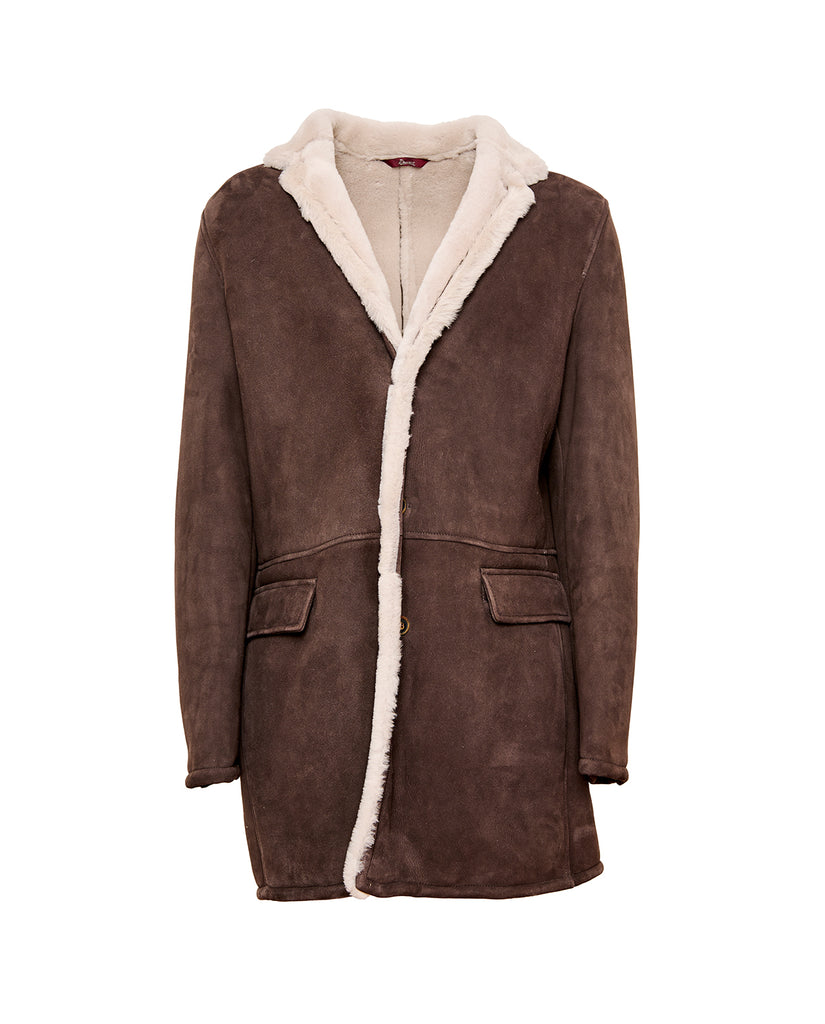 Stewart CLIFF-COAT REGULAR SHEARLING SUEDE IRONED LAMB Presa