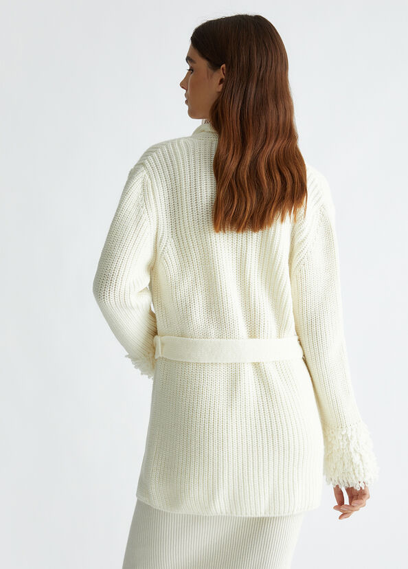 Liu Jo Cardigan bianco in lana Pezzi Unici