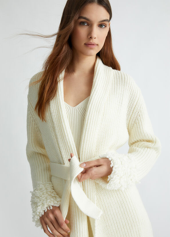 Liu Jo Cardigan bianco in lana Pezzi Unici