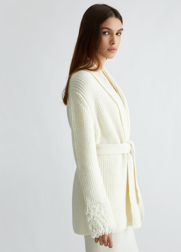 Liu Jo Cardigan bianco in lana Pezzi Unici