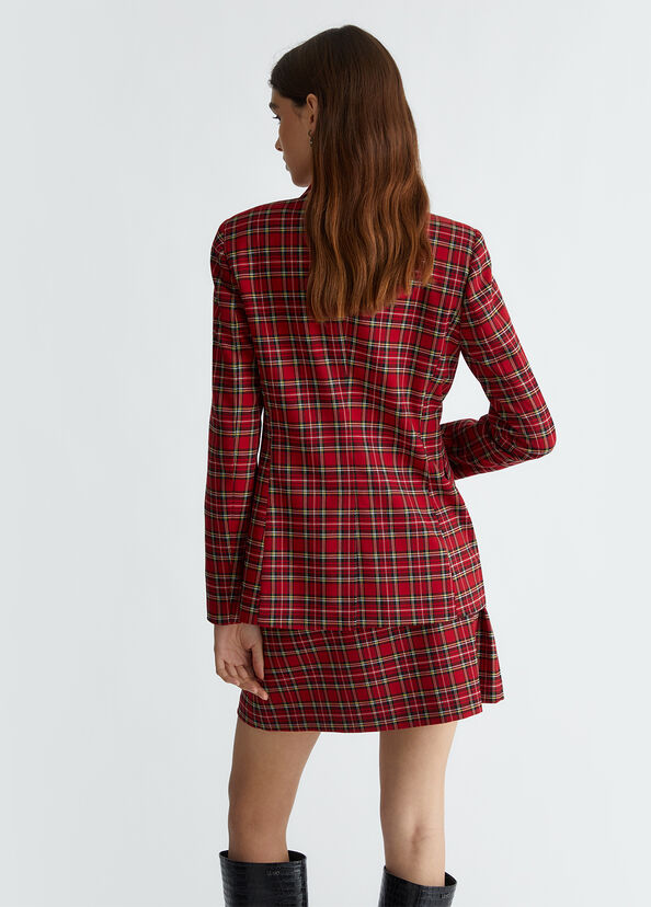 Liu Jo Blazer in tartan rosso Consegna Veloce