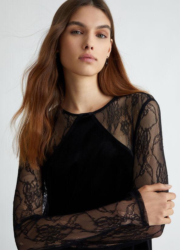 Liu Jo Abito corto in pizzo e velluto Promozione Limitata