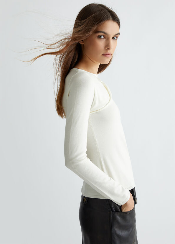 Liu Jo Maglia bianca con cut-out Prezzo Ridotto