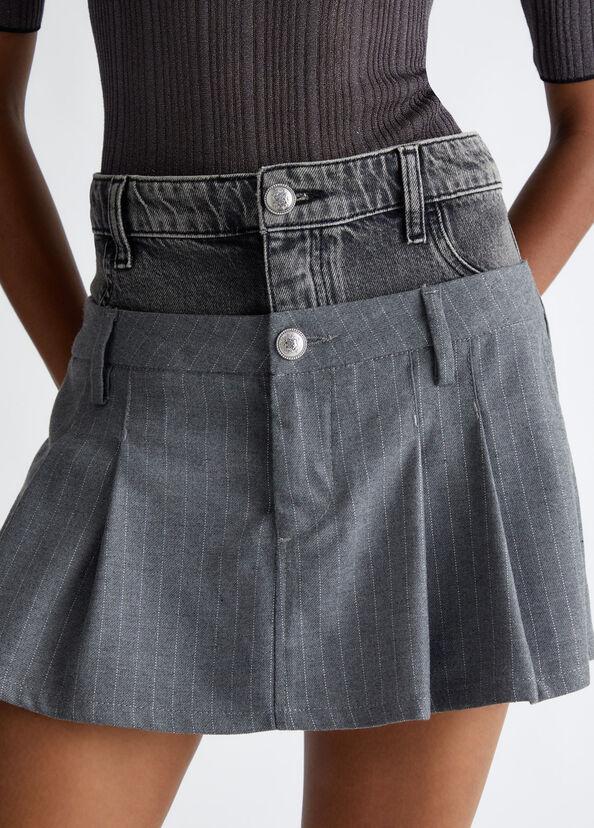 Liu Jo Minigonna in twill gessato e denim Hotsell