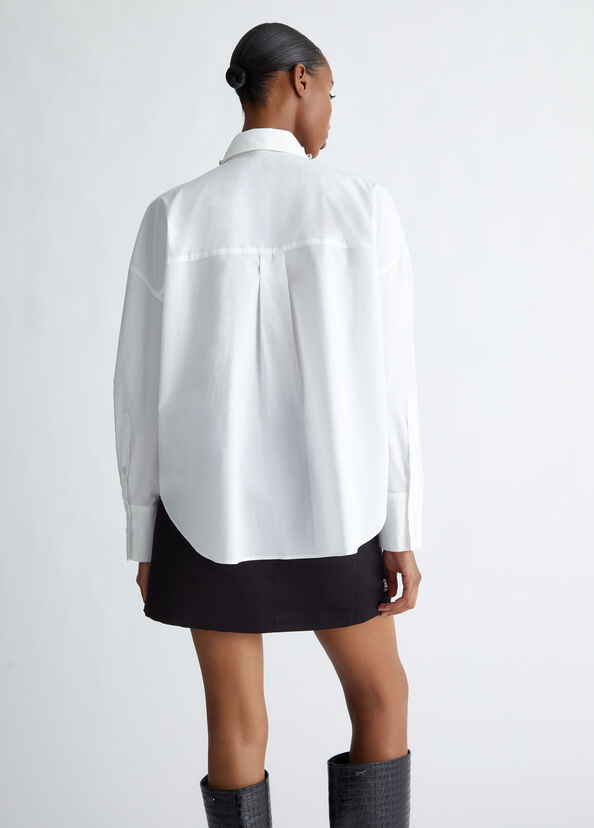 Liu Jo Camicia in cotone con strass Saldi Di Fabbrica