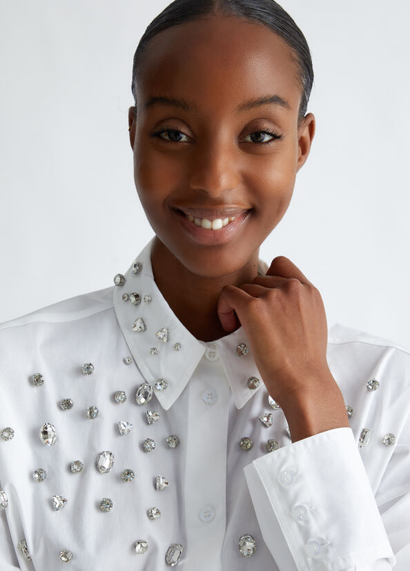 Liu Jo Camicia in cotone con strass Saldi Di Fabbrica