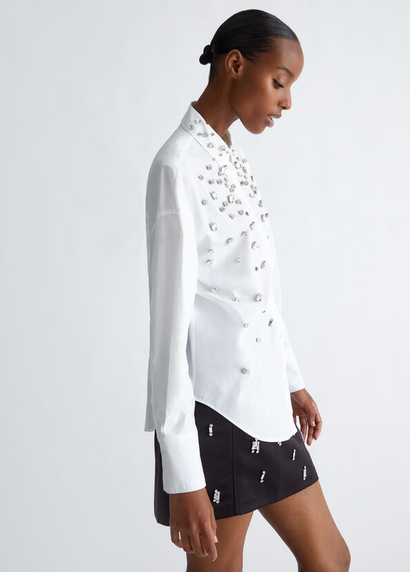 Liu Jo Camicia in cotone con strass Saldi Di Fabbrica