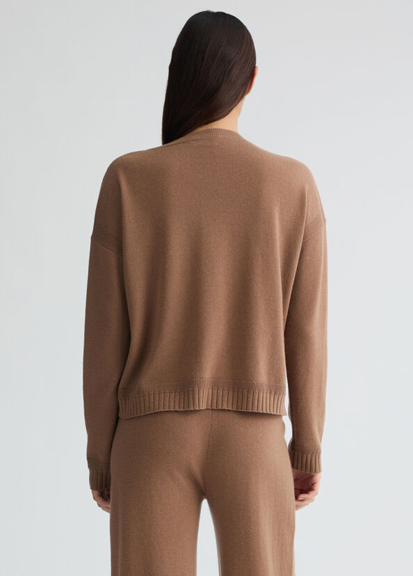 Liu Jo Maglia marrone in lana e cashmere Spedizione Gratuita