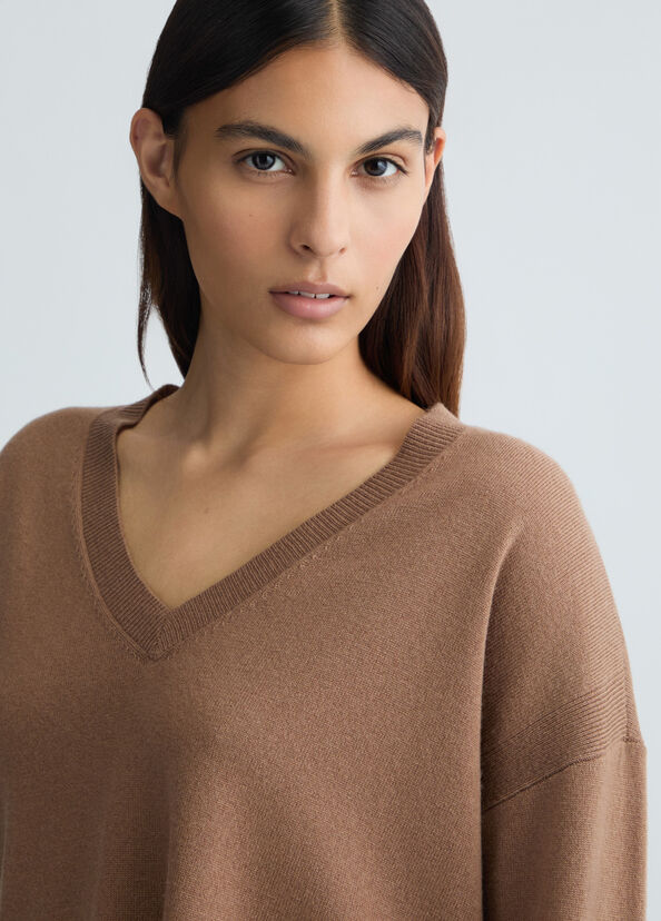 Liu Jo Maglia marrone in lana e cashmere Spedizione Gratuita