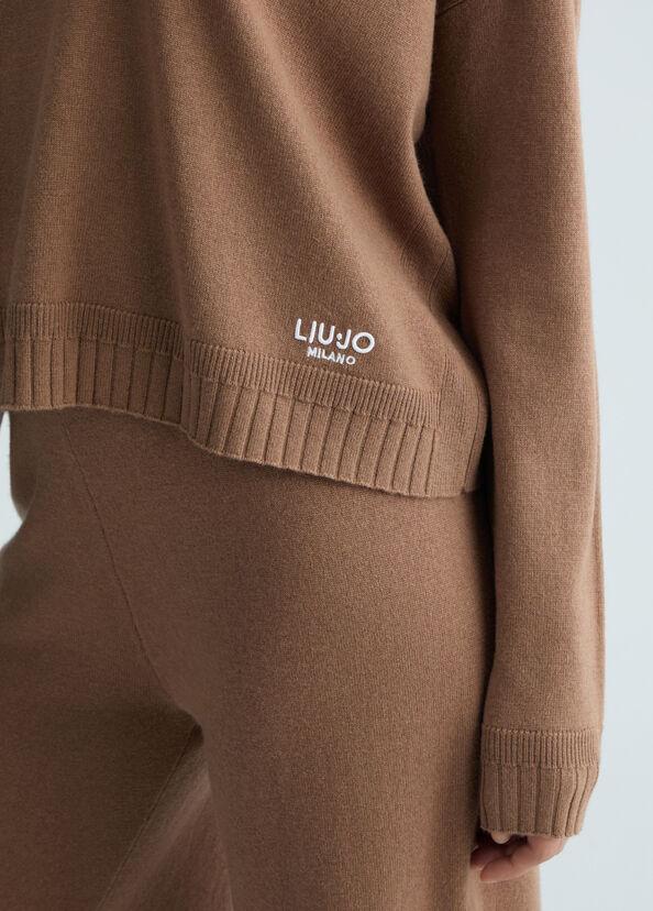 Liu Jo Maglia marrone in lana e cashmere Spedizione Gratuita