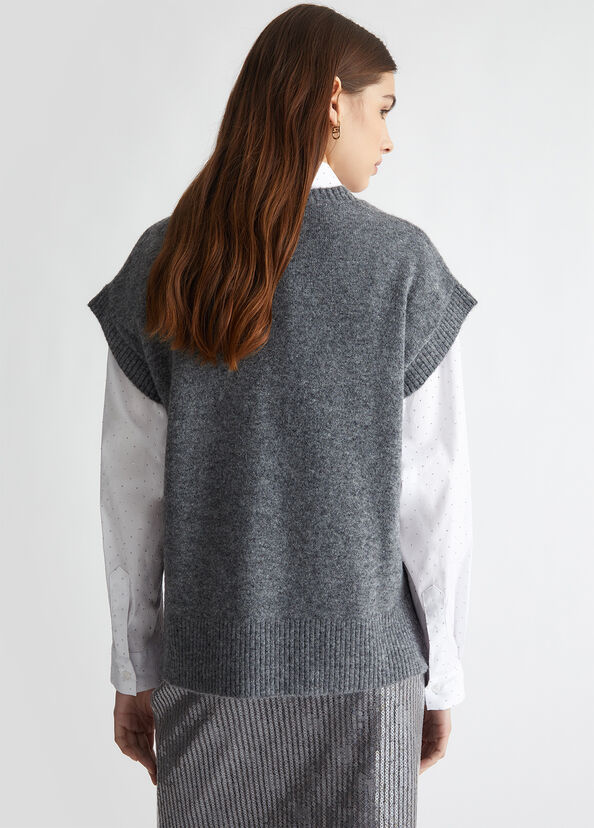 Liu Jo Gilet in maglia con logo Soddisfazione Garantita