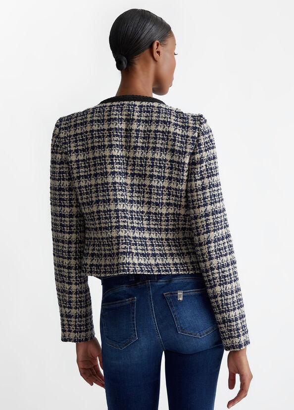 Liu Jo Giacca bouclé check Sconto