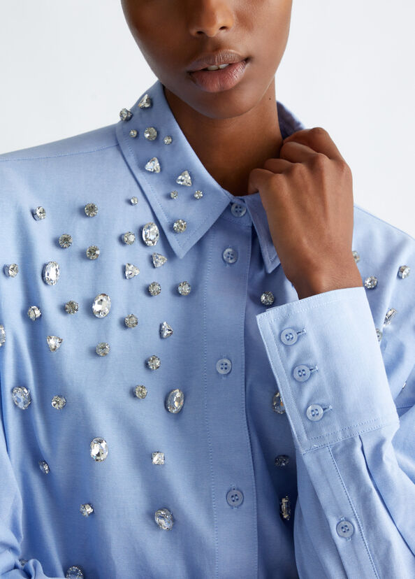 Liu Jo Camicia in cotone con strass In Saldo