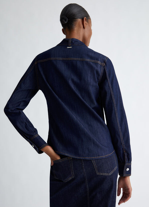 Liu Jo Camicia in denim con fiocco Vendita