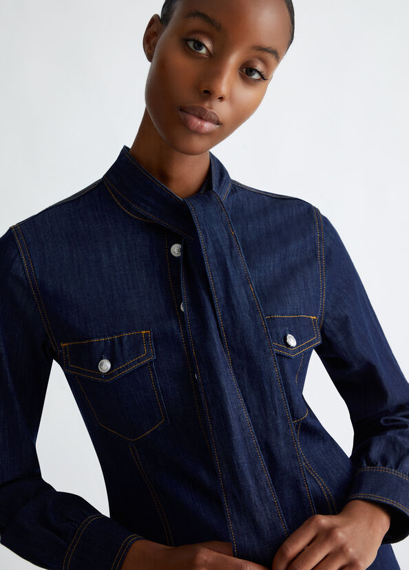 Liu Jo Camicia in denim con fiocco Vendita
