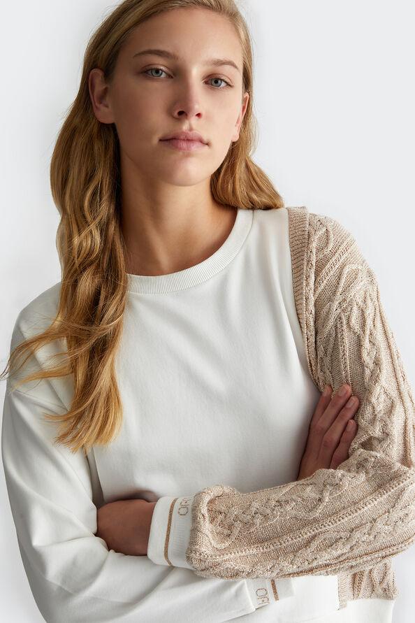 Liu Jo Felpa bianca con inserto in maglia Italy