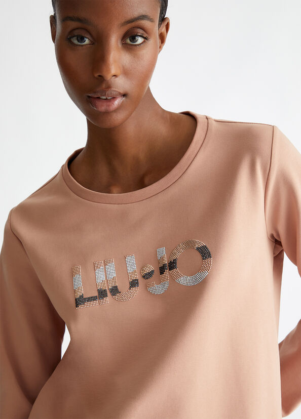 Liu Jo Felpa con logo e strass Promozione